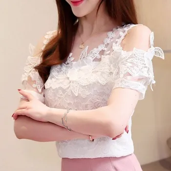 Dámská halenka Dámská krajkovaná blůza A1045 bílá XS