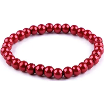 Náramek Perlový náramek - červená (12 ks)
