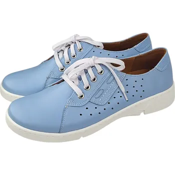 Dámské polobotky S 510/P - 385 modré perforované dámské kožené zdravotní polobotky; bílá podešev 41