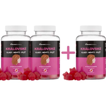 Kralovstvizdravi.cz 2+1 ZDARMA Královské vlasy, nehty, pleť s biotinem a vitamíny B5, B6, B12, 3x60 gumových bonbónů