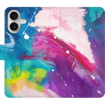 Pouzdro na mobilní telefon Flip pouzdro iSaprio - Apple iPhone 16 - Abstract Paint 05 - kapsičky na karty (Knížkový flip kryt, obal, pouzdro iSaprio - Abstract Paint 05 na mobil Apple iPhone 16 - 360° ochrana telefonu, přihrádka na karty a hotovost, funkce stojánku, pevná TPU)