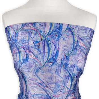 Metráž - Ac Hed VLNKY MODROFIALOVÉ - látka na šaty a halenky - Modrá, 145 cm