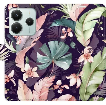 Pouzdro na mobilní telefon Flip pouzdro iSaprio - Xiaomi Redmi Note 14 5G - Flower Pattern 08 - kapsičky na karty (Knížkový flip kryt, obal, pouzdro iSaprio - Flower Pattern 08 na mobil Xiaomi Redmi Note 14 5G - 360° ochrana telefonu, přihrádka na karty a hotovost, funkce stojánku,