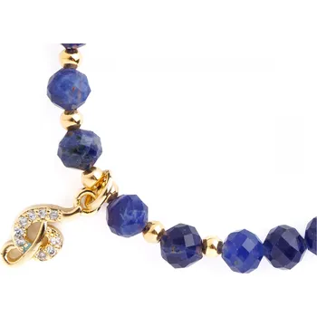 Náramek Náramek z přírodních minerálů s hudebním přívěskem - modrý motivy: Houslový klíč