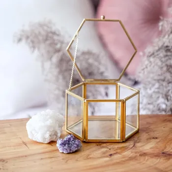 Party dekorace Yoga Day Dekorační skleněný box šestiúhelník