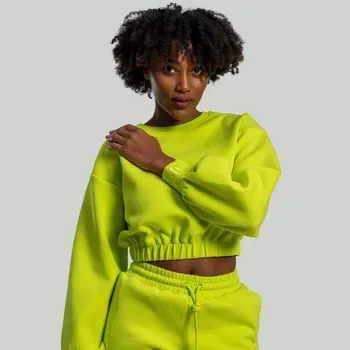 Dámská mikina GymBeam Dámská mikina Lunar Cropped Chartreuse - STRIX Barva: žlutá, Velikost: XS