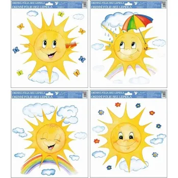 Okenní dekorace Anděl Přerov Okenní fólie 30 x 30 cm ručně malovaná sluníčka mix motivů