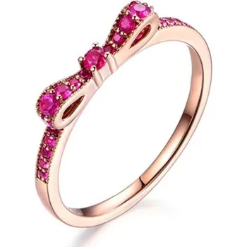 Prsten Dámský prstýnek s mašlí D1845 tmavě růžová 5
