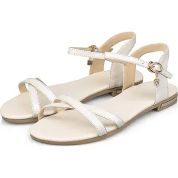 Dámské sandále Dámské elegantní sandály na nízkém podpatku A224 krémová 34