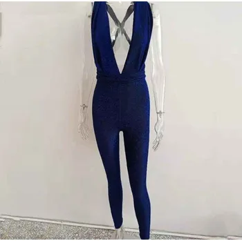 Dámský overall Dámský třpytivý overal modrá XS