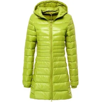 Dámský dlouhá bunda s kachním peřím J3270 zelená L
