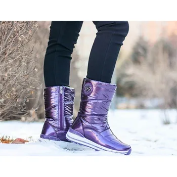 Dámská zimní obuv Dámské lesklé zimní boty J1736 fialová 41