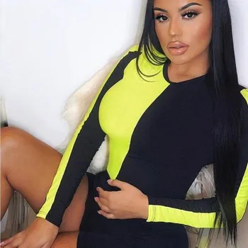 Body Dámské neonové body s dlouhým rukávem S