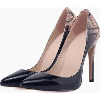 Dámské lodičky Dámské dvoubarevné lodičky s hadím vzorem hnědá 37