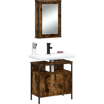 Koupelnový nábytek 2dílný set koupelnového nábytku kouřový dub kompozitní dřevo Hnědá 3214777