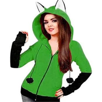 Dámská mikina Dámská mikina s oušky zelená XL