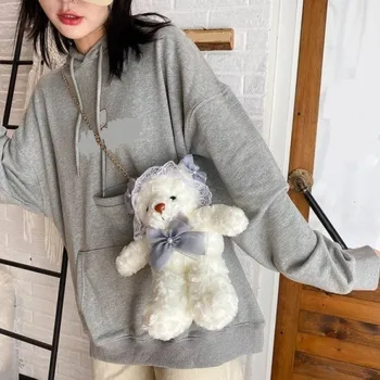 Kabelka Dámská kabelka z umělé kožešiny medvěd bílá