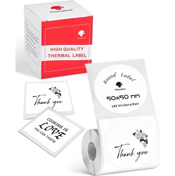 Samolepící etiketa Náhradní samolepící štítky do tiskárny Phomemo M150 Kulatý / 50 x 50 mm (140 štítků/role)