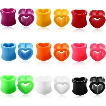 Piercing Akrylátový tunel ve tvaru srdce 2 ks žlutá 4 mm