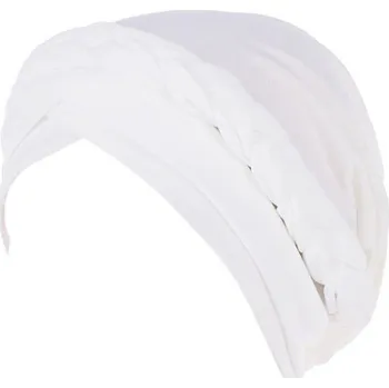 Pokrývka hlavy Dámský turban s copánkem bílá