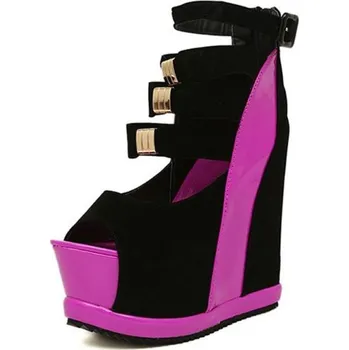 Dámské tenisky Dámské klínové boty s přezkami růžová 37