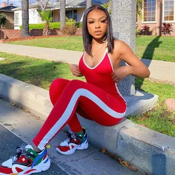 Dámský overall Dámský sportovní overal s odhalenými zády B844 červená M