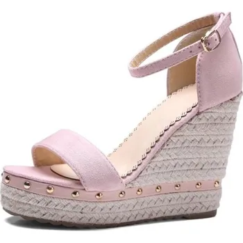 Dámské sandále Dámské semišové sandály na platformě růžová 38