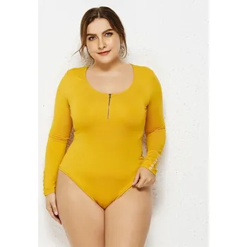 Body Dámské body s dlouhým rukávem B778 tmavě žlutá 4XL