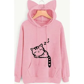 Dámská mikina Dámská kočičí mikina B22 růžová M