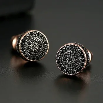 Náušnice Dámské peckové náušnice se zirkony černá