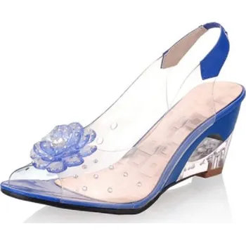 Dámské lodičky Dámské průhledné lodičky s květinou modrá 40