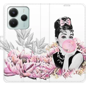 Pouzdro na mobilní telefon Flip pouzdro iSaprio - Xiaomi Redmi Note 14 5G - Girl with bubble - kapsičky na karty (Knížkový flip kryt, obal, pouzdro iSaprio - Girl with bubble na mobil Xiaomi Redmi Note 14 5G - 360° ochrana telefonu, přihrádka na karty a hotovost, funkce stojánku,)