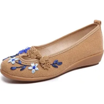 Dámské baleríny Dámské baleríny s květinami A604 béžova 37