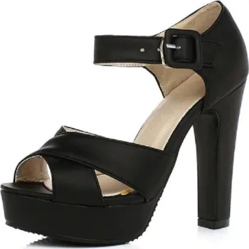 Dámské sandále Dámské kožené sandály na platformě černá 37