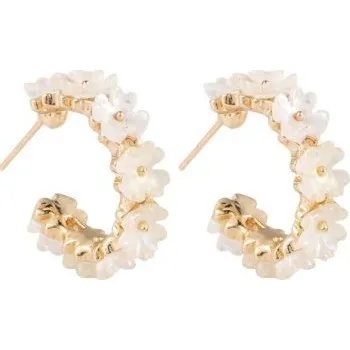 Náušnice Dámské kruhové náušnice s květinami