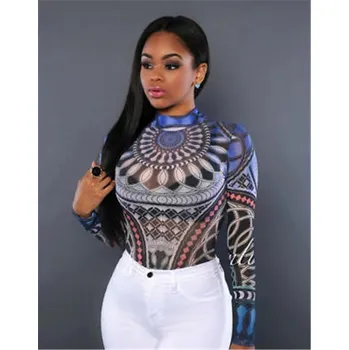 Body Dámské body s dlouhým rukávem B799 modrá S