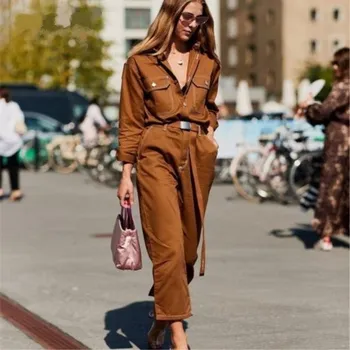 Dámský overall Dámský košilový overal G154 světle hnědá M