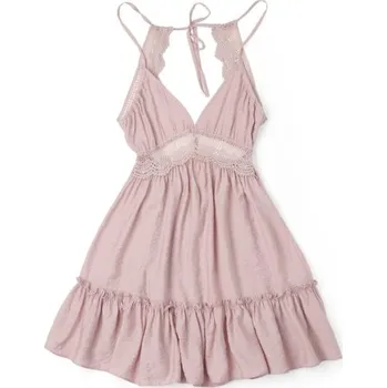 Dámské šaty Dámské mini šaty s krajkou starorůžová S