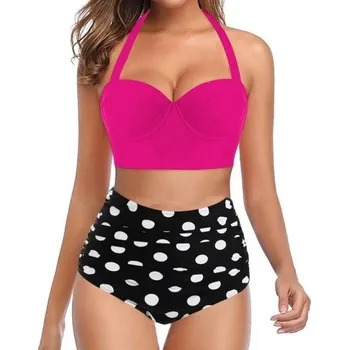 Dámské plavky Dámské bikiny P535 tmavě růžová M