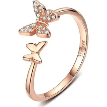 Šperk Dámský prstýnek s motýly starorůžová