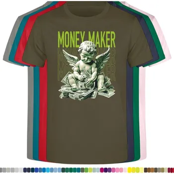 Pánská móda panske-levne-bavlnene-tricko-digi-potisk-andel-penize Barva: Khaki, velikost: XL