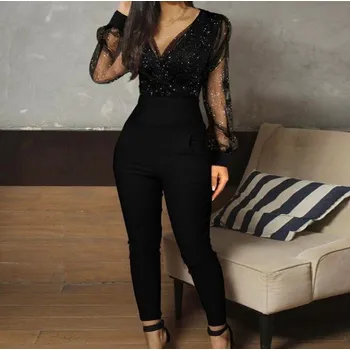 Dámský overall Dámský třpytivý overal A2922 černá XS