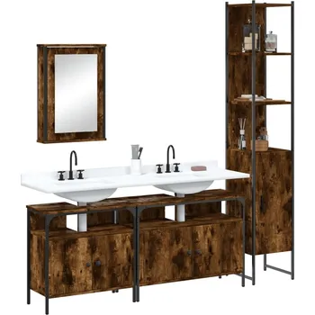 Koupelnový nábytek vidaXL 4dílný set koupelnového nábytku kompozitní dřevo [3214808] Barva: kouřový dub