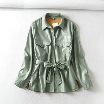 Dámská casual bunda Dámská bunda z umělé kůže P1588 S