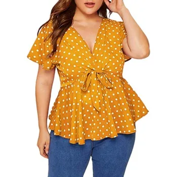 Dámská halenka Dámská plus size halenka žlutá L