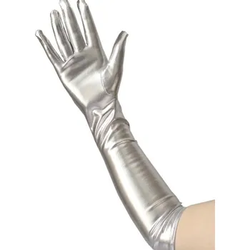 Rukavice Dámské dlouhé rukavice metalické stříbrná