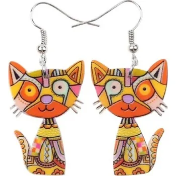 Náušnice Dámské visací náušnice kočky 7