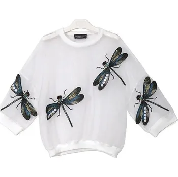 Dámská halenka Dámská průsvitná blůza s vážkami bílá