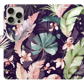 Pouzdro na mobilní telefon Flip pouzdro iSaprio - Apple iPhone 16 Pro Max - Flower Pattern 08 - kapsičky na karty (Knížkový flip kryt, obal, pouzdro iSaprio - Flower Pattern 08 na mobil Apple iPhone 16 Pro Max - 360° ochrana telefonu, přihrádka na karty a hotovost, funkce stojánku,