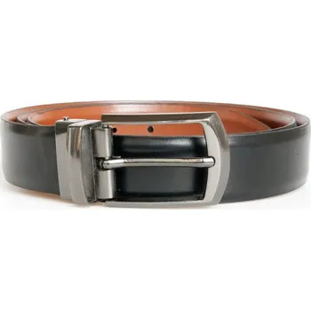 Opasek Pánský hladký kožený opasek šíře 33 mm - hnědý nebo černý podle toho, jak otočíte přezku, délka 115 cm